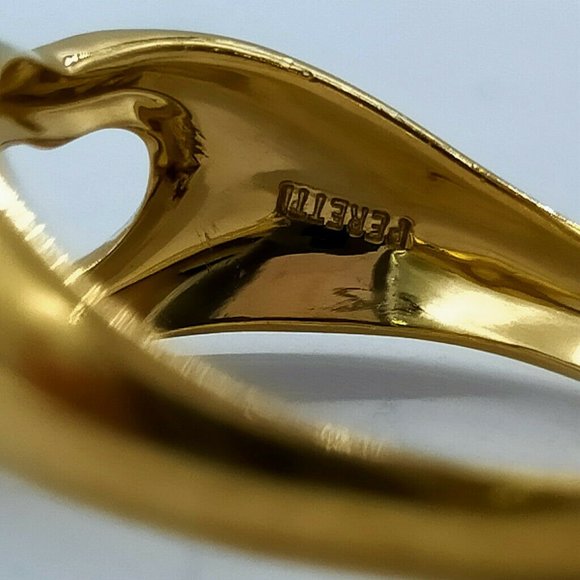 Tiffany & Co. Peretti 18k Yellow Gold Open Heart Ring - Picture 6 of 8